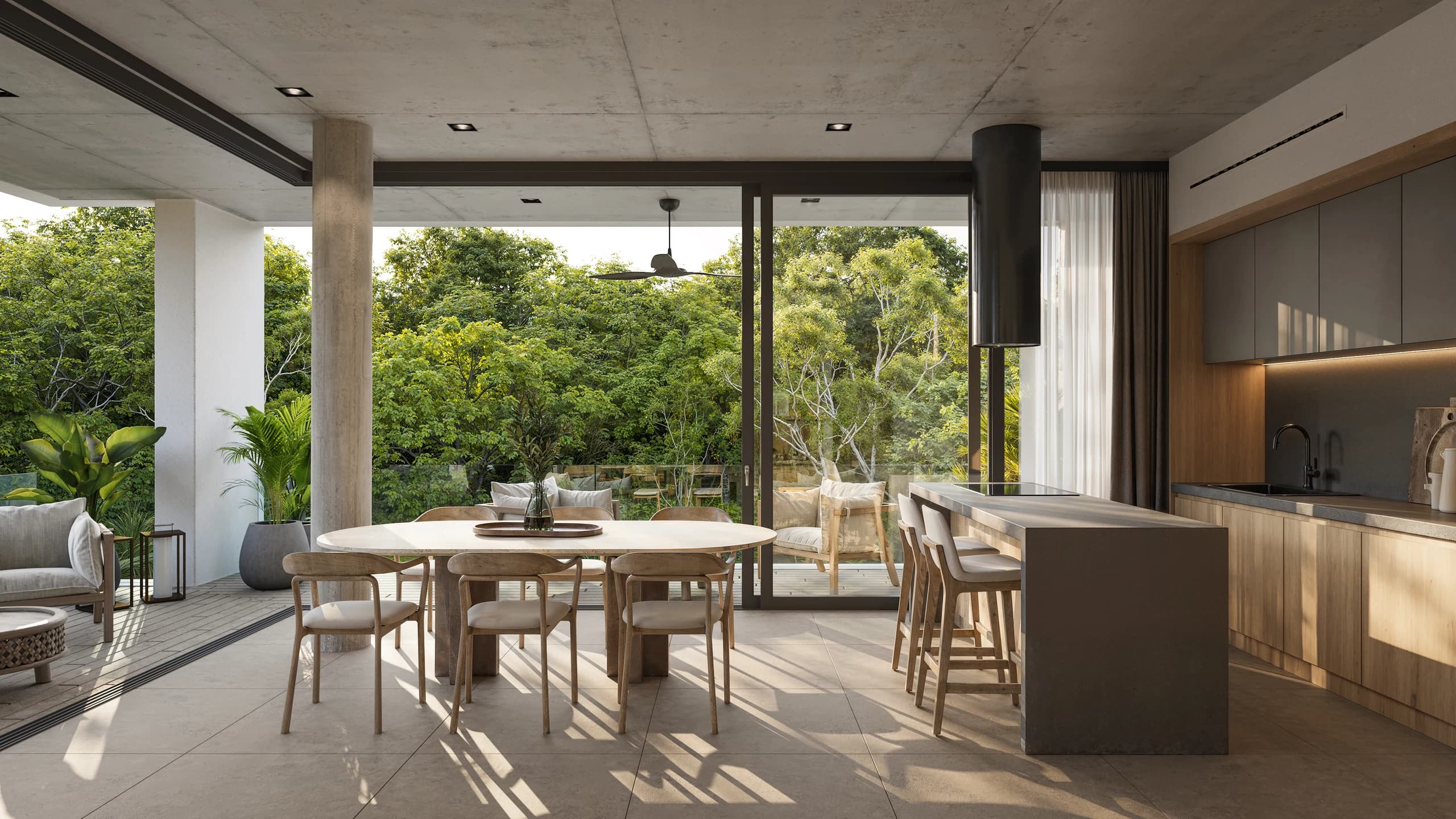 Render oficial de un interior en Bakabá Playacar