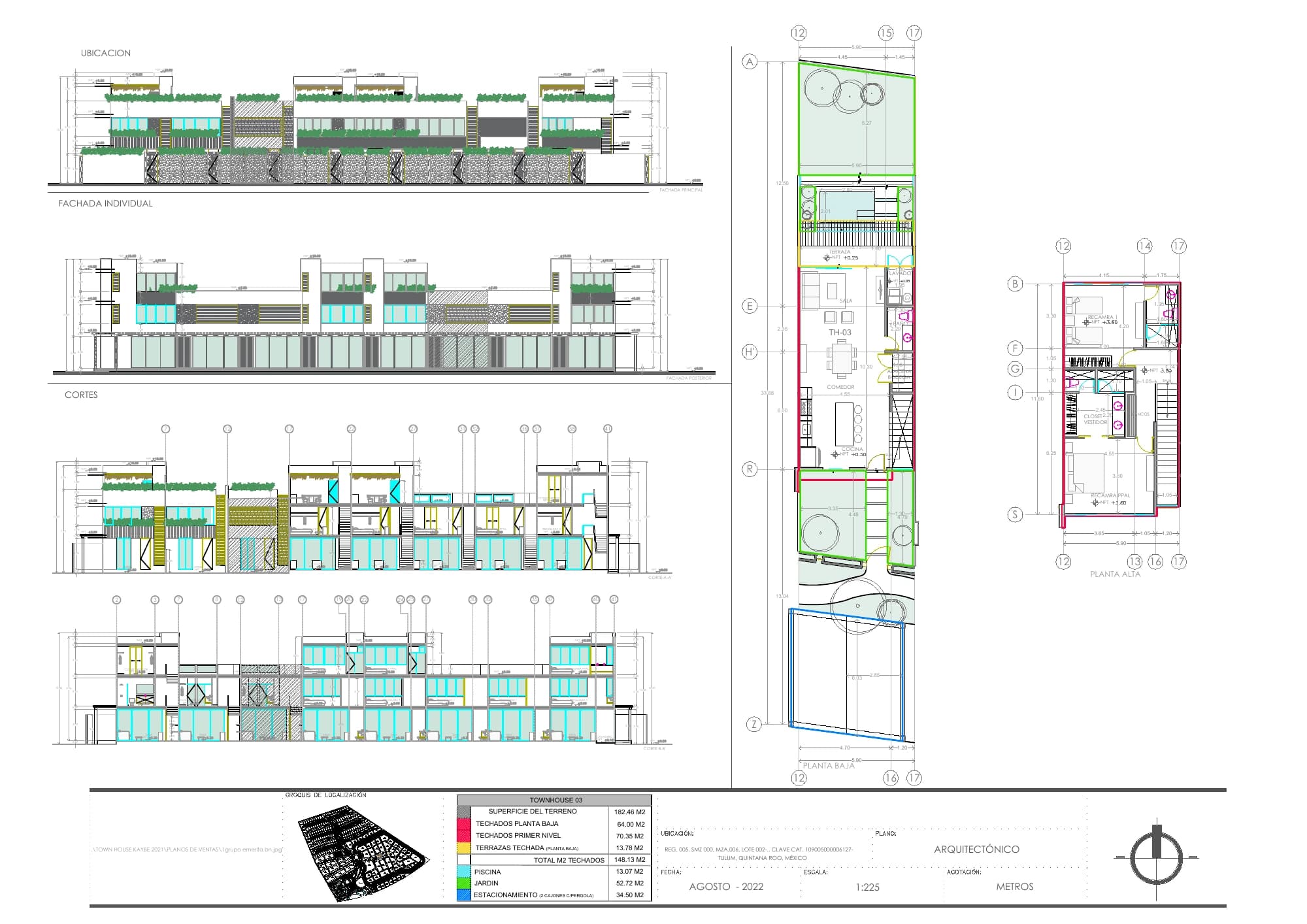 Plano de venta oficial de villa Bakari de dos niveles